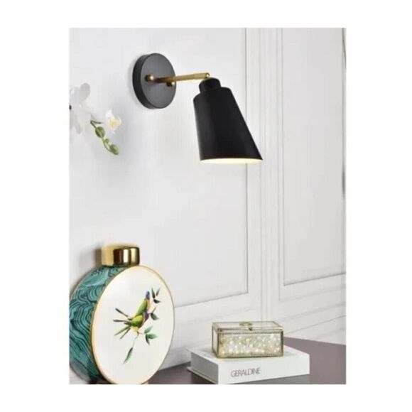 Living District 2354BK Halycon Bathroom Vanity Light Black and Brass Sconce NEW - Picture 8 of 8
